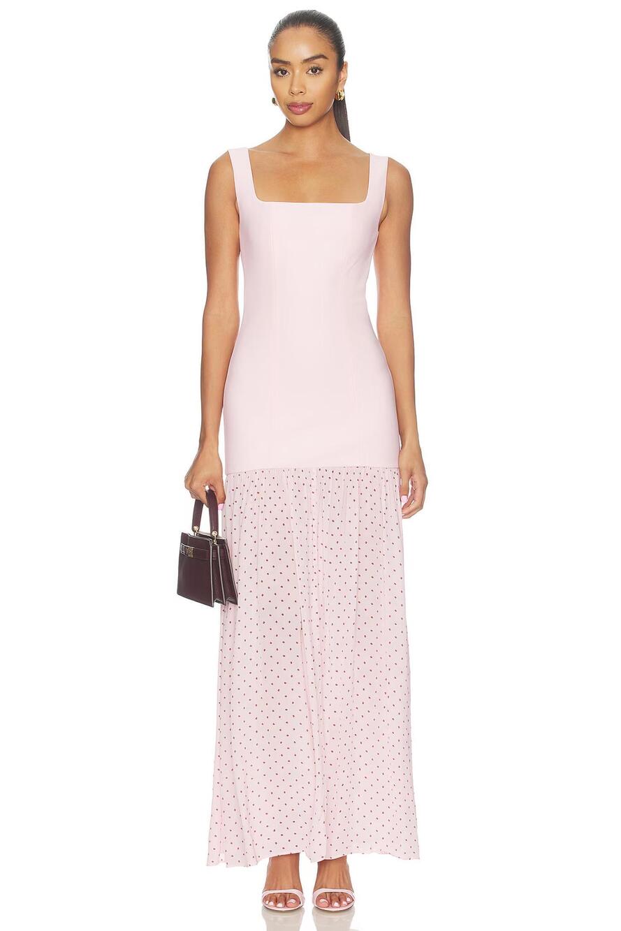 NEW ROTATE crepe scoop neck dress in cherry blossom comb